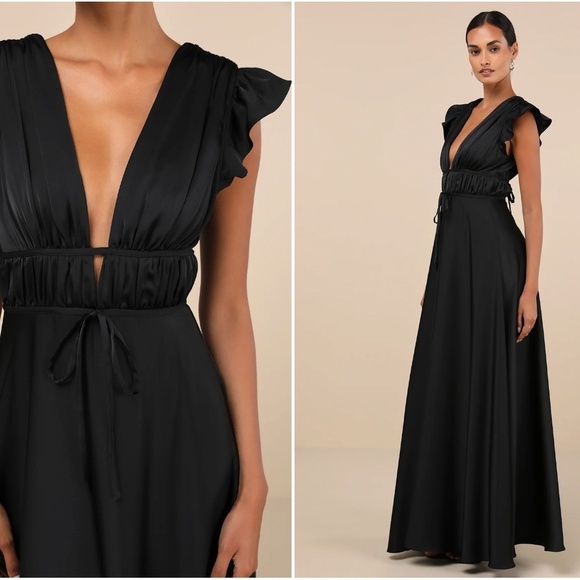 LULU's Prom Wedding Romantic Sexy Flowy Elegant Sophisticated Maxi Dress - Picture 4 of 4